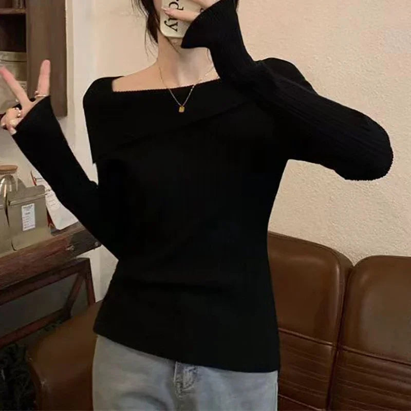 Off-Shoulder Knit Sweater