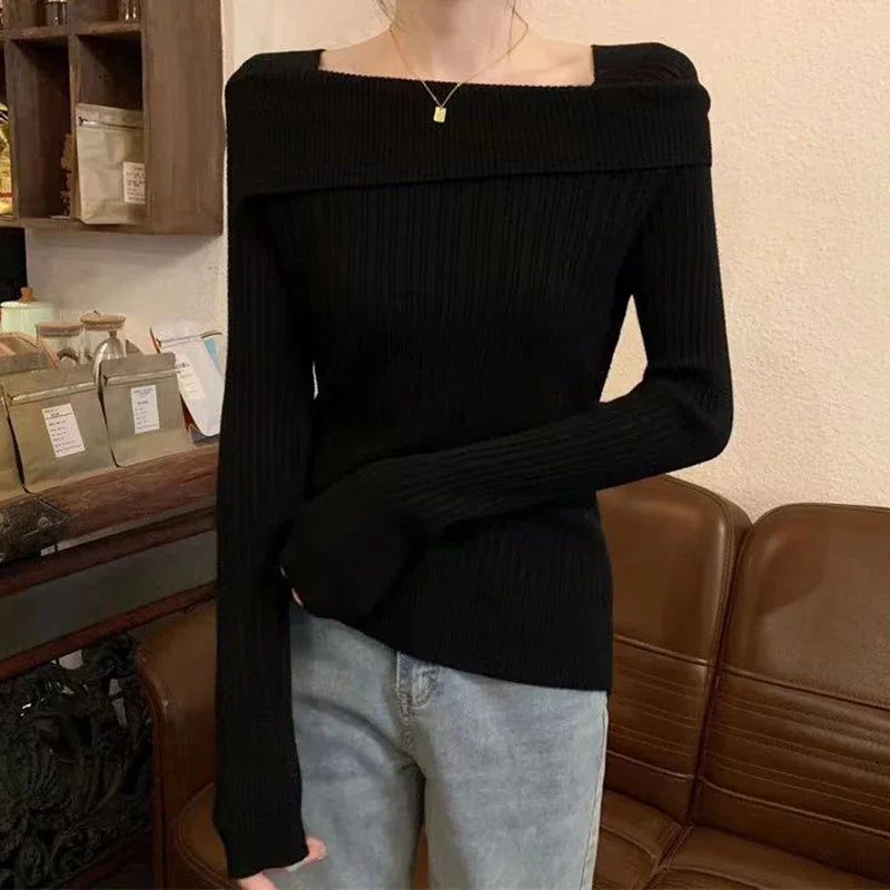 Off-Shoulder Knit Sweater