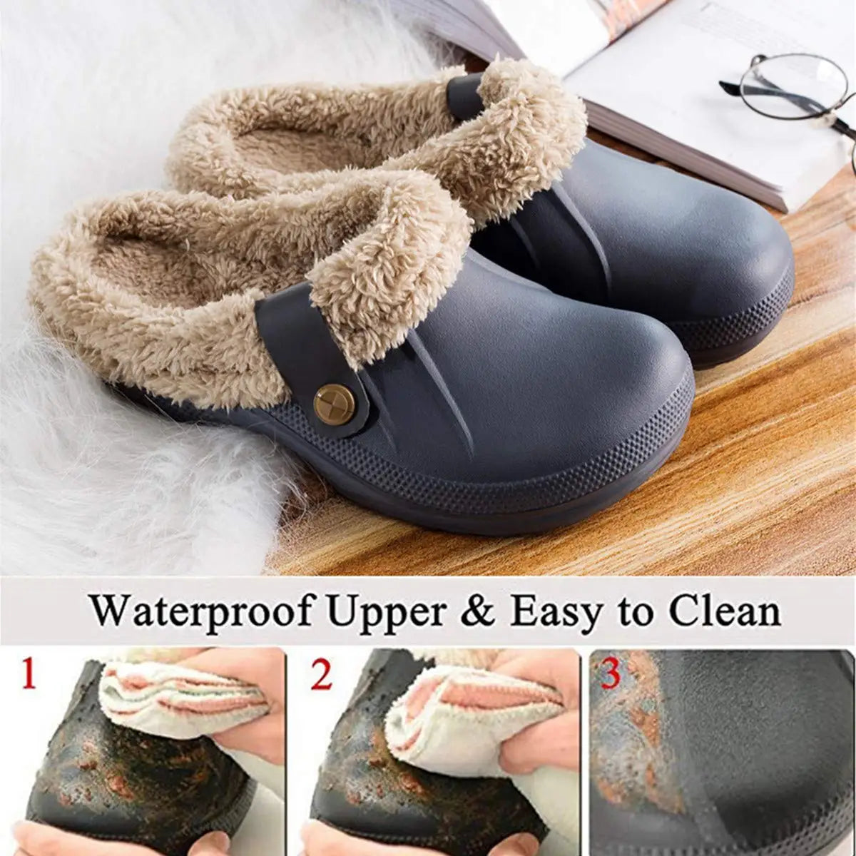 Waterproof Fur Slippers ✅